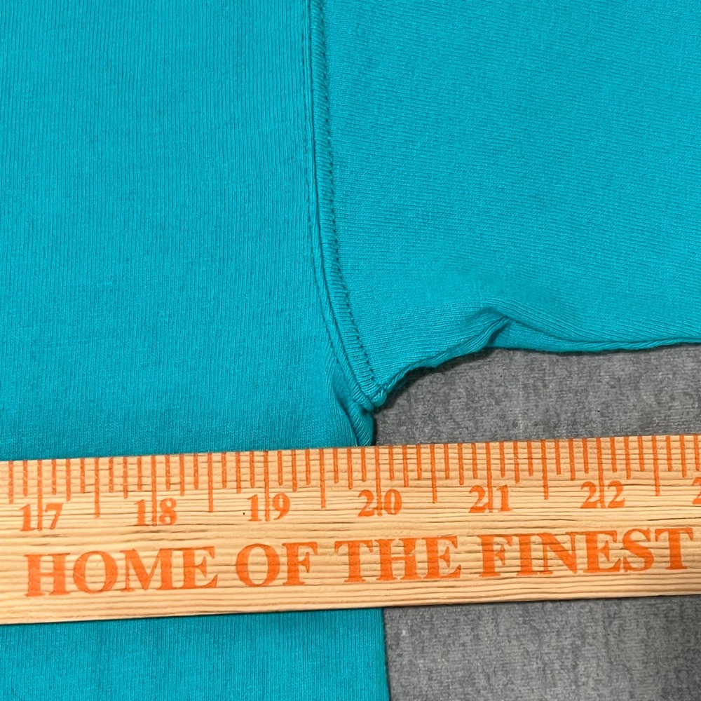 Pluma Mens Vintage Heavyweight Cotton T-Shirt Teal Made in‎ USA Size M Solid - Picture 6 of 7